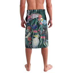 Australia Native Birds on Eucalyptus Lavalava Dark Teal