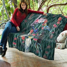 Australia Native Birds on Eucalyptus Quilt Dark Teal