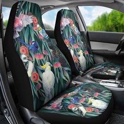 Australia Native Birds on Eucalyptus Car Seat Cover Dark Teal