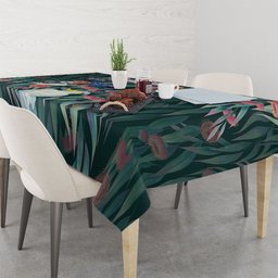 Australia Native Birds on Eucalyptus Tablecloth Dark Teal