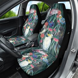 Australia Native Birds on Eucalyptus Car Seat Cover Dark Teal