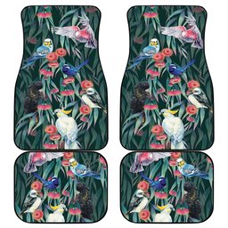 Australia Native Birds on Eucalyptus Car Mats Dark Teal