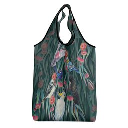 Australia Native Birds on Eucalyptus Grocery Bag Dark Teal