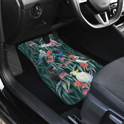 Australia Native Birds on Eucalyptus Car Mats Dark Teal