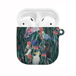 Australia Native Birds on Eucalyptus AirPods Case Dark Teal