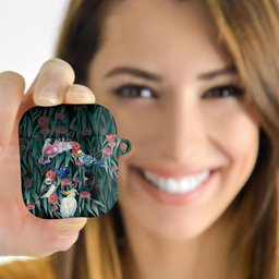Australia Native Birds on Eucalyptus AirPods Case Dark Teal