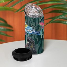 Australia Native Birds on Eucalyptus 4 in 1 Can Cooler Tumbler Dark Teal