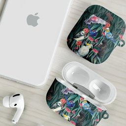 Australia Native Birds on Eucalyptus AirPods Case Dark Teal