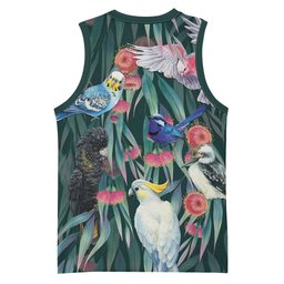 Australia Native Birds on Eucalyptus Basketball Jersey Dark Teal