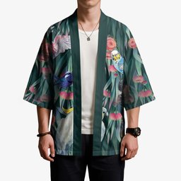 Australia Native Birds on Eucalyptus Kimono Dark Teal