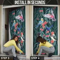 Australia Native Birds on Eucalyptus Door Cover Dark Teal