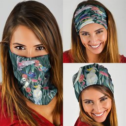 Australia Native Birds on Eucalyptus Neck Gaiter Dark Teal