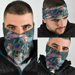 Australia Native Birds on Eucalyptus Neck Gaiter Dark Teal