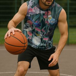 Australia Native Birds on Eucalyptus Sleeveless Hoodie Dark Teal