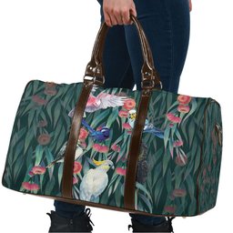 Australia Native Birds on Eucalyptus Travel Bag Dark Teal