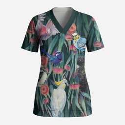 Australia Native Birds on Eucalyptus Scrub Top Dark Teal