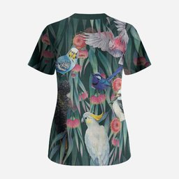 Australia Native Birds on Eucalyptus Scrub Top Dark Teal