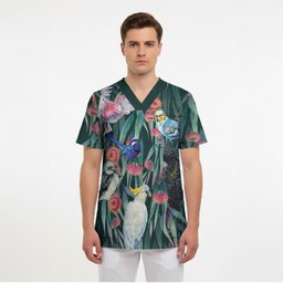 Australia Native Birds on Eucalyptus Scrub Top Dark Teal