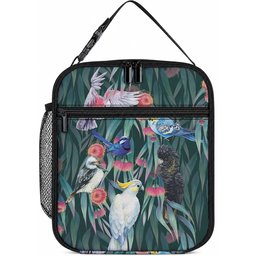 Australia Native Birds on Eucalyptus Lunch Bag Dark Teal