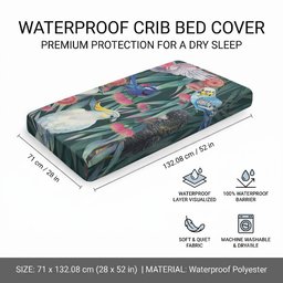 Australia Native Birds on Eucalyptus Baby Bed Cover Dark Teal