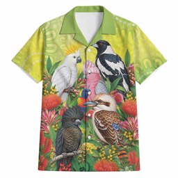Australian Native Birds Hawaiian Shirt Art Dot Painting Pattern