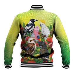 Australian Native Birds Baseball Jacket Art Dot Painting Pattern