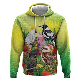 Australian Native Birds Zip Hoodie Art Dot Painting Pattern