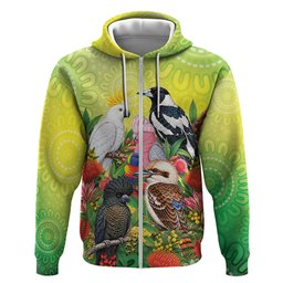 Australian Native Birds Hoodie Art Dot Painting Pattern
