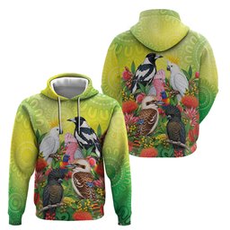 Australian Native Birds Hoodie Art Dot Painting Pattern