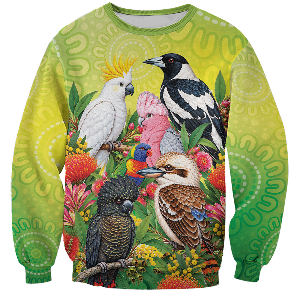 Australian Native Birds Sweatshirt Art Dot Painting Pattern