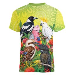Australian Native Birds Women V-Neck T-Shirt Art Dot Painting Pattern
