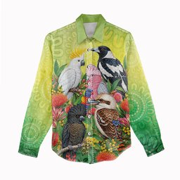 Australian Native Birds Women Casual Shirt Art Dot Painting Pattern