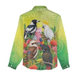 Australian Native Birds Women Casual Shirt Art Dot Painting Pattern