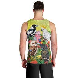 Australian Native Birds Men Tank Top Art Dot Painting Pattern