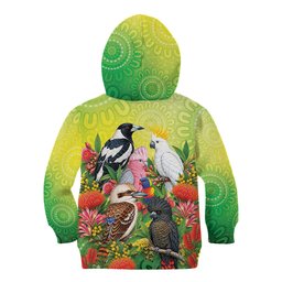 Australian Native Birds Kid Hoodie Art Dot Painting Pattern