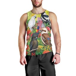 Australian Native Birds Men Tank Top Art Dot Painting Pattern