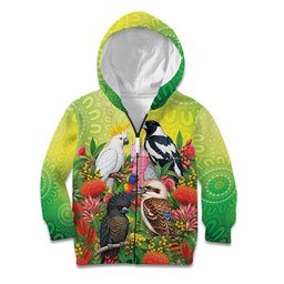 Australian Native Birds Kid Hoodie Art Dot Painting Pattern