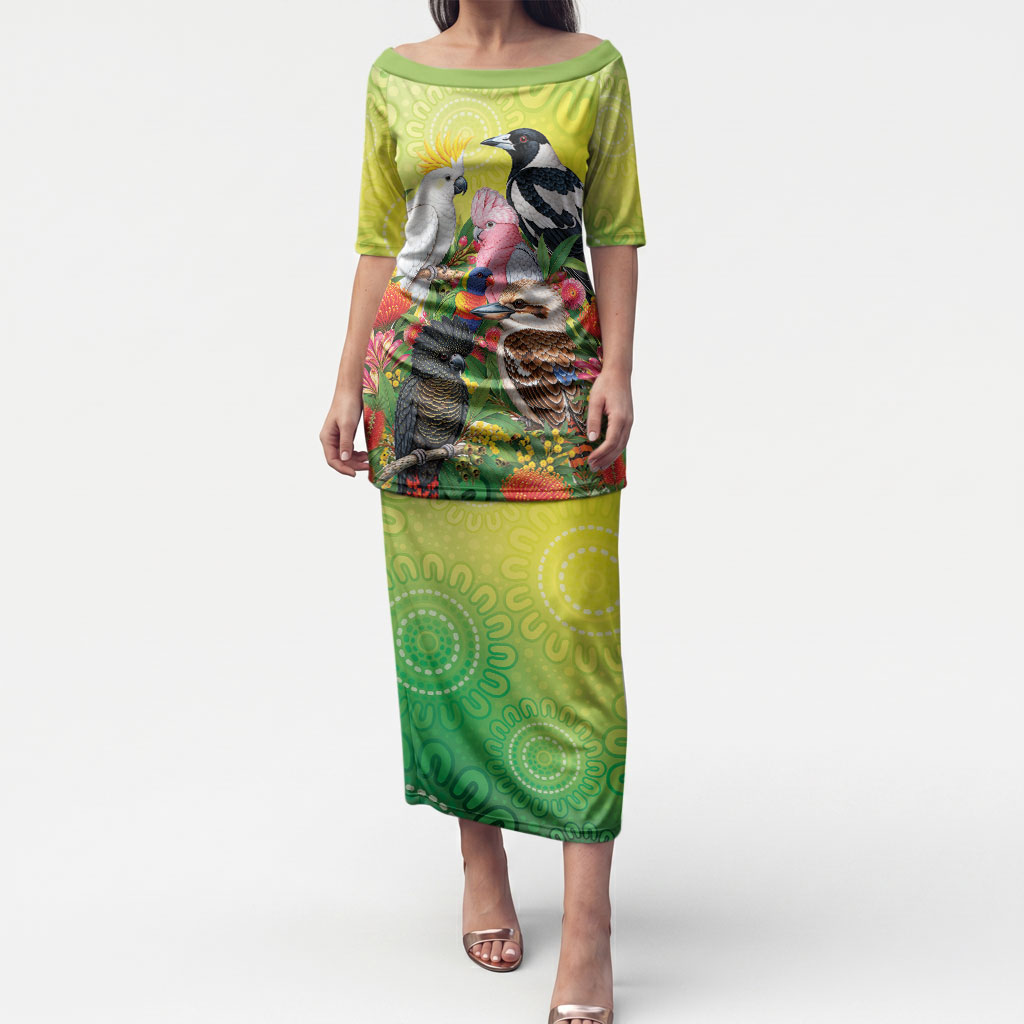 Australian Native Birds Puletasi Art Dot Painting Pattern