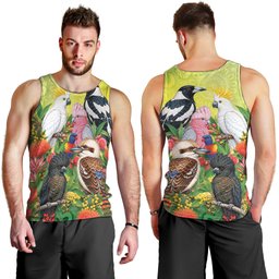 Australian Native Birds Men Tank Top Art Dot Painting Pattern