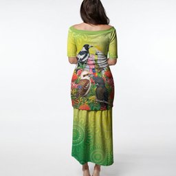 Australian Native Birds Puletasi Art Dot Painting Pattern