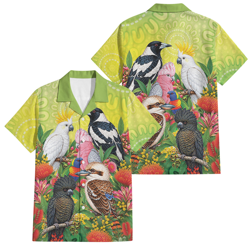 Australian Native Birds Family Matching Long Sleeve Bodycon Dress and Hawaiian Shirt Art Dot Painting Pattern