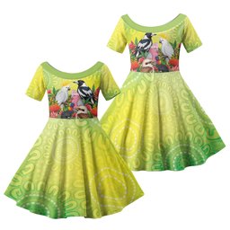 Australian Native Birds Family Matching Short Sleeve Bodycon Dress and Hawaiian Shirt Art Dot Painting Pattern