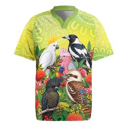Australian Native Birds Rugby Jersey Art Dot Painting Pattern