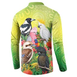 Australian Native Birds Button Sweatshirt Art Dot Painting Pattern