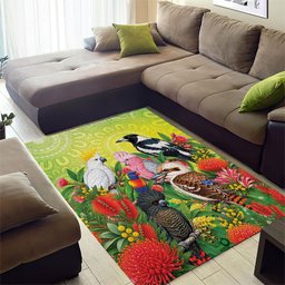 Australian Native Birds Area Rug Art Dot Painting Pattern