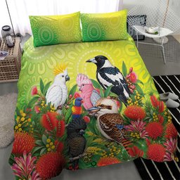 Australian Native Birds Bedding Set Art Dot Painting Pattern