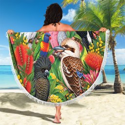 Australian Native Birds Beach Blanket Art Dot Painting Pattern