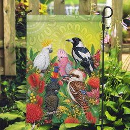 Australian Native Birds Garden Flag Art Dot Painting Pattern