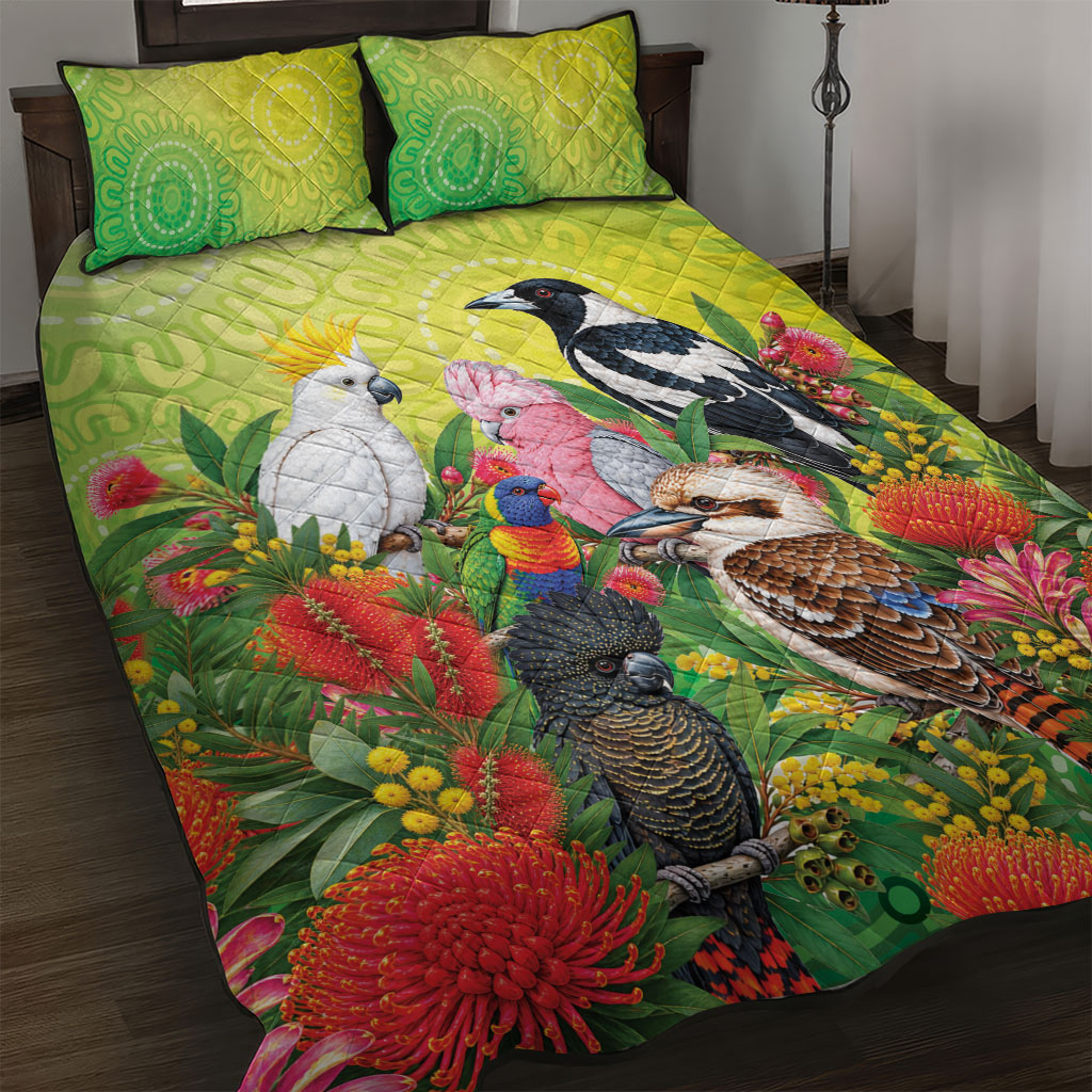 Australian Native Birds Quilt Bed Set Art Dot Painting Pattern