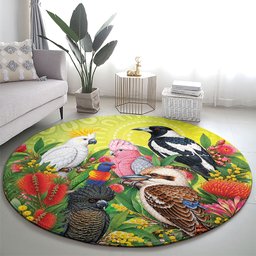 Australian Native Birds Round Carpet Art Dot Painting Pattern